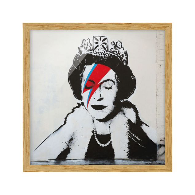 Bild mit Rahmen - Queen Lizzie Stardust - Brandalised ft. Graffiti by Banksy - Quadrat 1:1