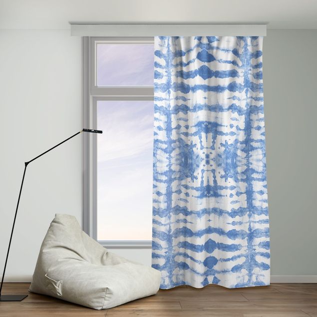 Thermovorhang Batik in Blau Weiß