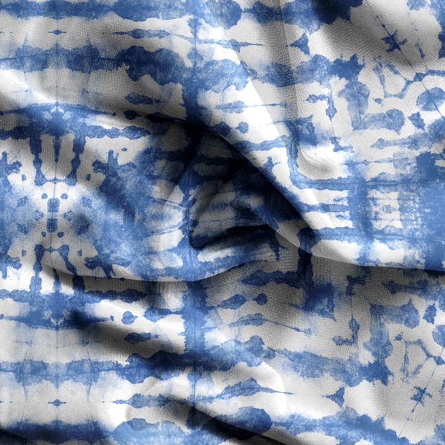Blickdichte Vorhänge Batik in Blau Weiß