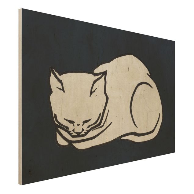 Kubistika Prints Schlafende Katze Illustration
