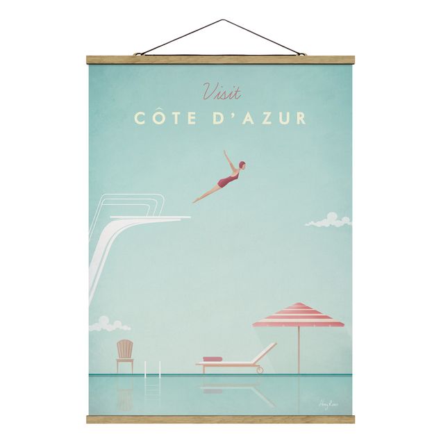 Stoffbild mit Posterleisten - Reiseposter - Côte d´Azur - Hochformat 3:4