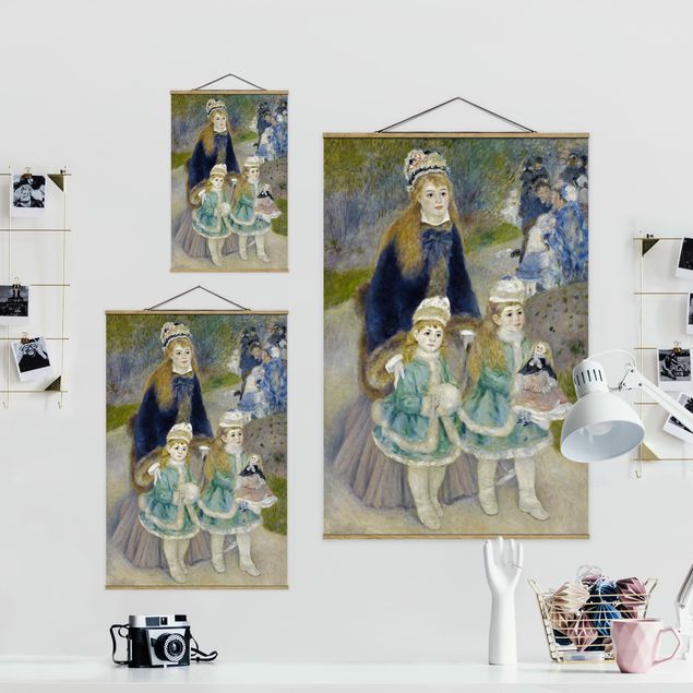 Stoffbild mit Posterleisten - Auguste Renoir - Mutter und Kinder - Hochformat 2:3