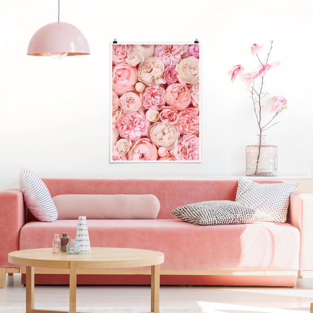 Poster Blumen Rosen Rosé Koralle Shabby