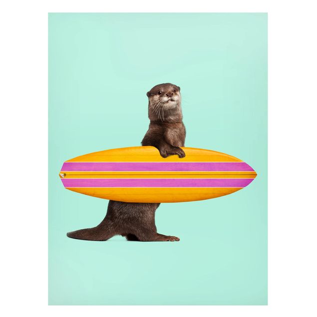 Magnettafel - Jonas Loose - Otter mit Surfbrett - Memoboard Hochformat 4:3