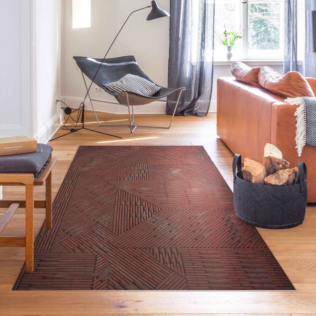 Teppich modern Design Ziegelstein Rot