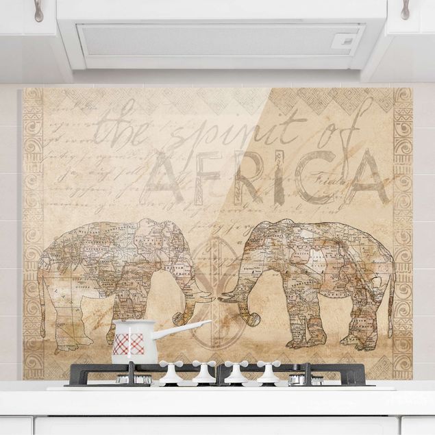 Glas Spritzschutz - Vintage Collage - Spirit of Africa - Querformat - 4:3