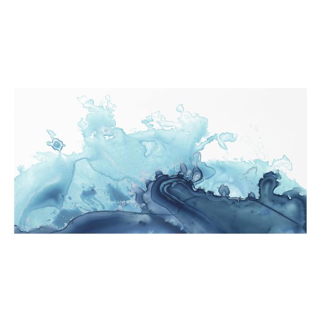 Spritzschutz Künstler Welle Aquarell Blau I
