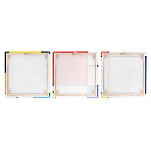 Leinwandbild 3-teilig - Piet Mondrian - Quadratische Kompositionen - Quadrate 1:1