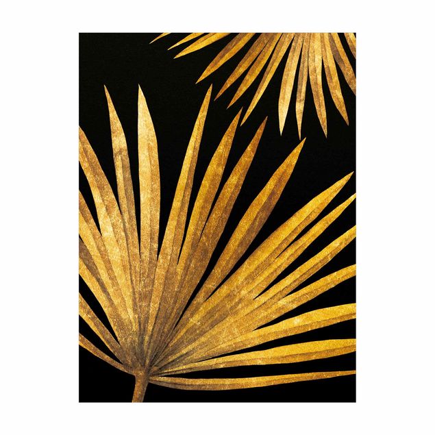 Teppich gold Gold - Palmenblatt auf Schwarz