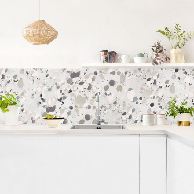 Küchenrückwand selbstklebend Kies Muster in Grau