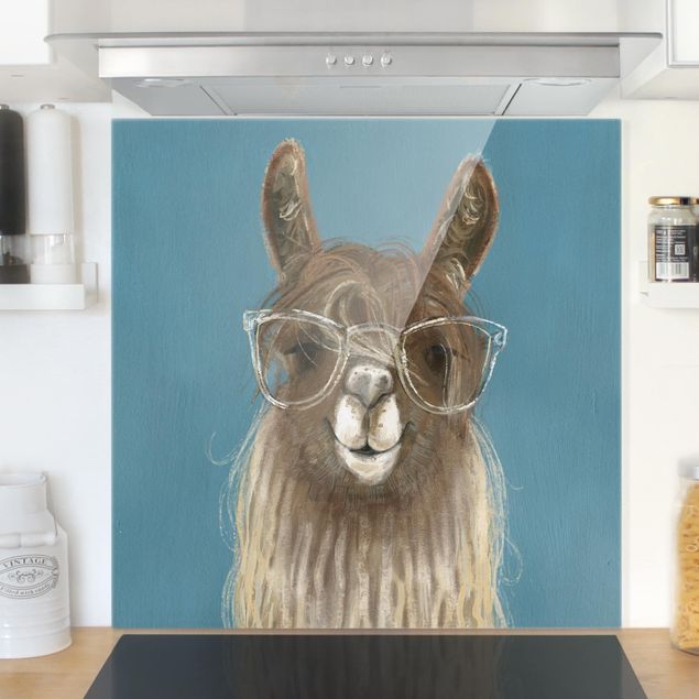 Spritzschutz Künstler Lama mit Brille III