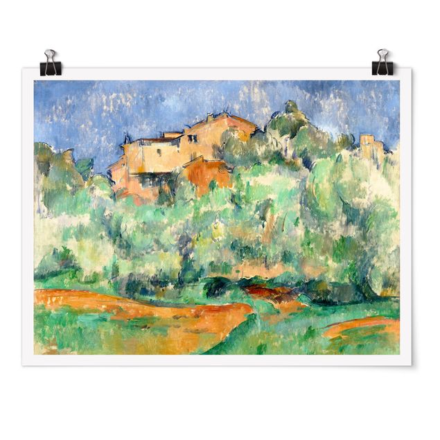 Moderne Poster Paul Cézanne - Haus auf Anhöhe