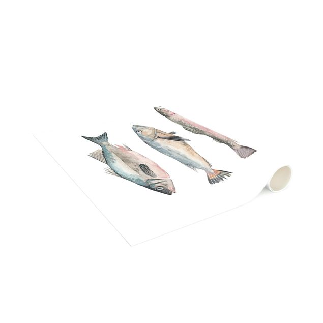 Teppich pastell Sieben Fische in Aquarell I