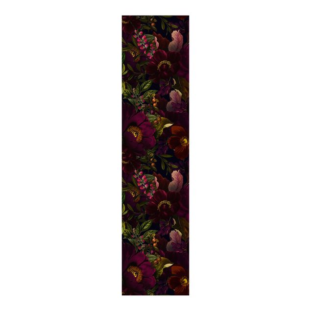Schiebevorhang Muster Lila Blüten Dunkel