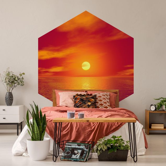 Hexagon Mustertapete selbstklebend - Beautiful Sunset