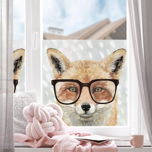 Klebefolie für Fenster Bebrillte Tiere - Fuchs