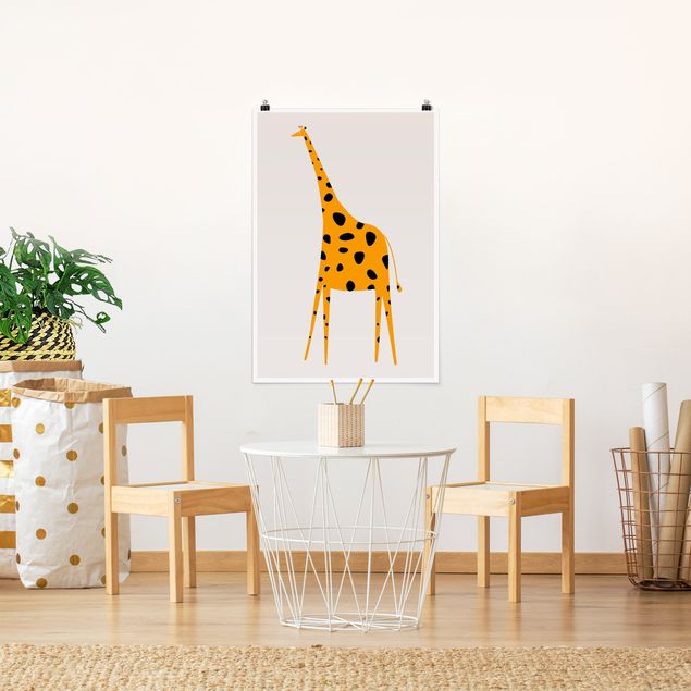Poster Tiere Gelbe Giraffe