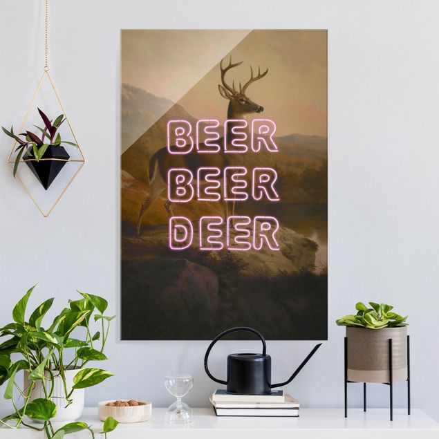 XXL Glasbilder Beer Beer Deer