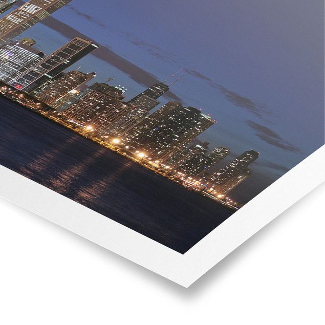 Poster kaufen Chicago Skyline bei Nacht