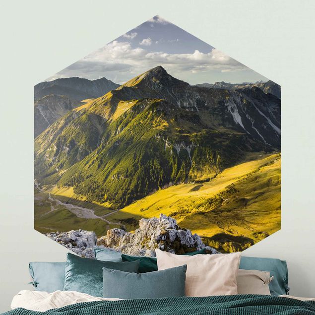 Tapete Landschaft Berge und Tal der Lechtaler Alpen in Tirol
