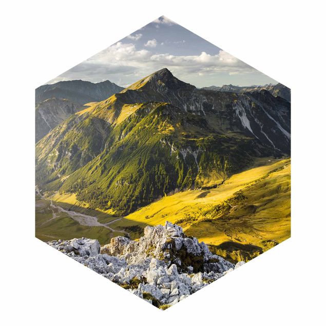 Tapete Natur Berge und Tal der Lechtaler Alpen in Tirol