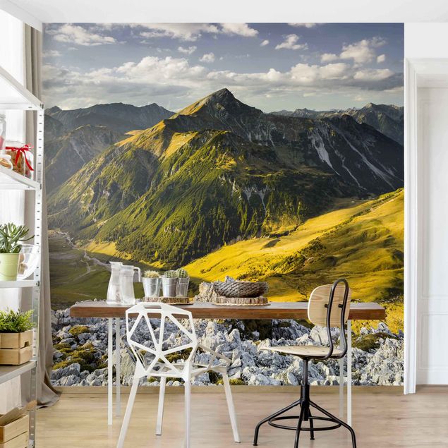 Fototapete Berge Berge und Tal der Lechtaler Alpen in Tirol