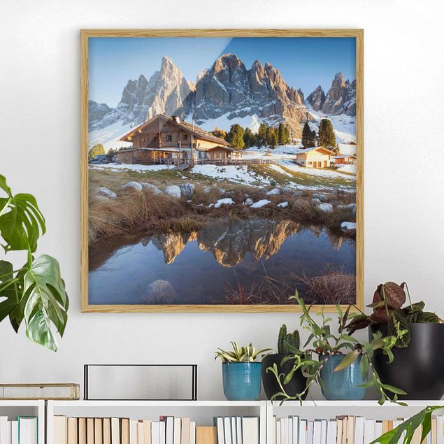Moderne Bilder mit Rahmen Berghütte
