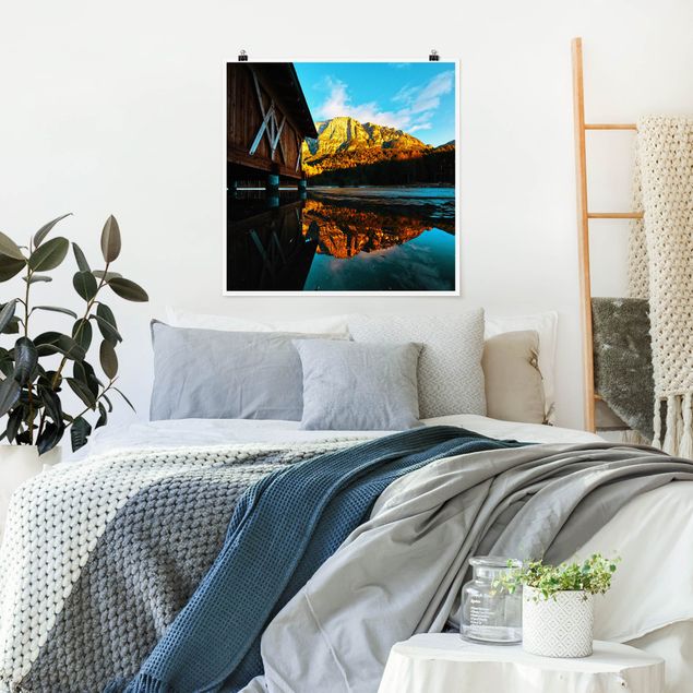 Poster Landschaft Bergspiegelung in den Dolomiten