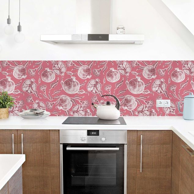Küchenrückwand selbstklebend Kupferstich Granatäpfel