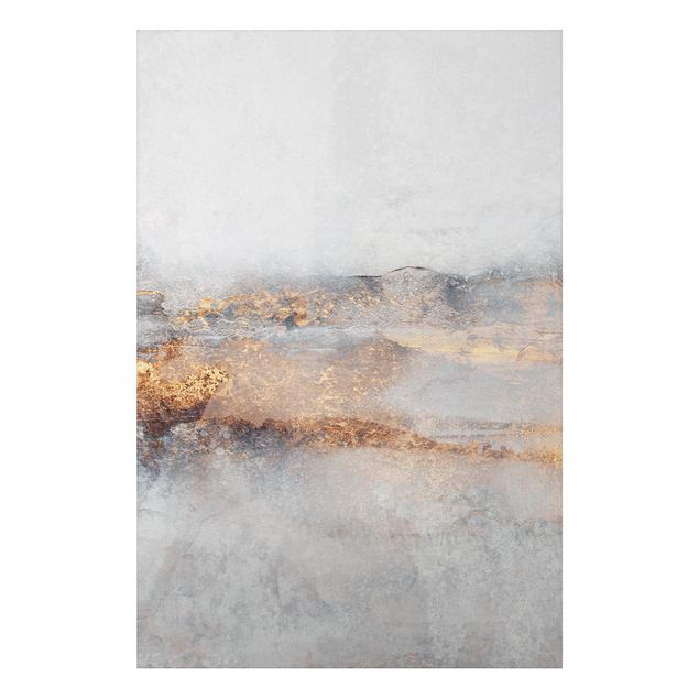 Alu-Dibond - Gold-Grauer Nebel - Querformat
