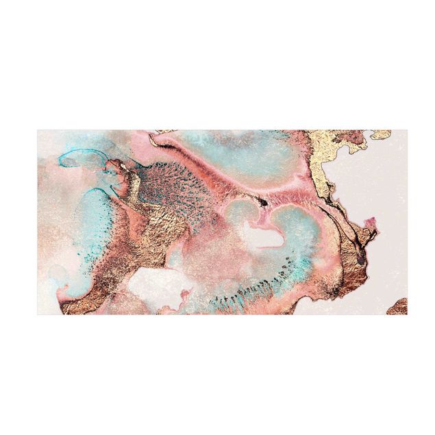 Teppich abstrakt Goldenes Aquarell Rosé