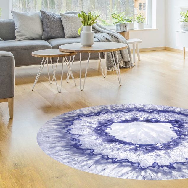 Mandala Teppich Blau Lila Kristall