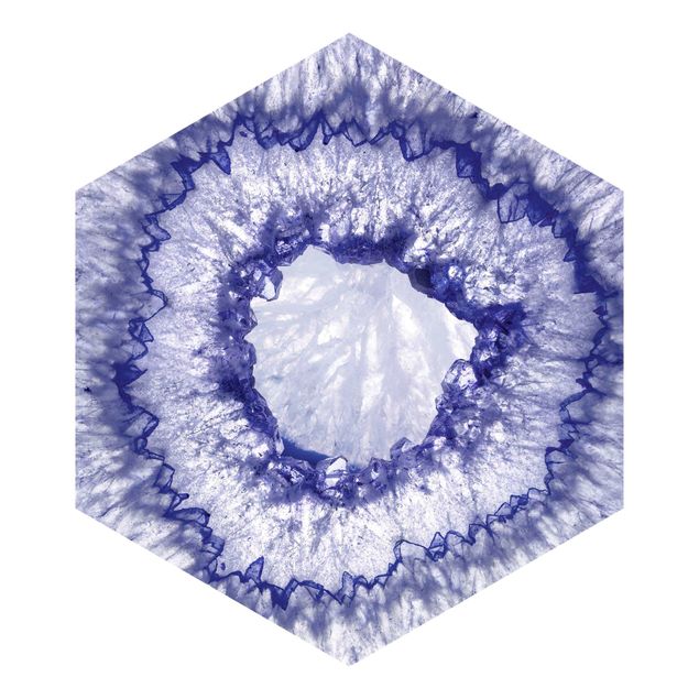 Hexagon Fototapete selbstklebend - Blau Lila Kristall