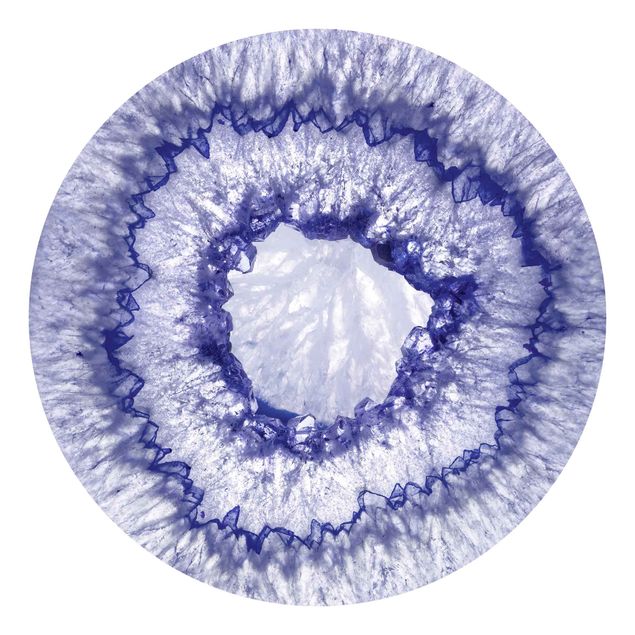 Runde Tapete selbstklebend - Blau Lila Kristall