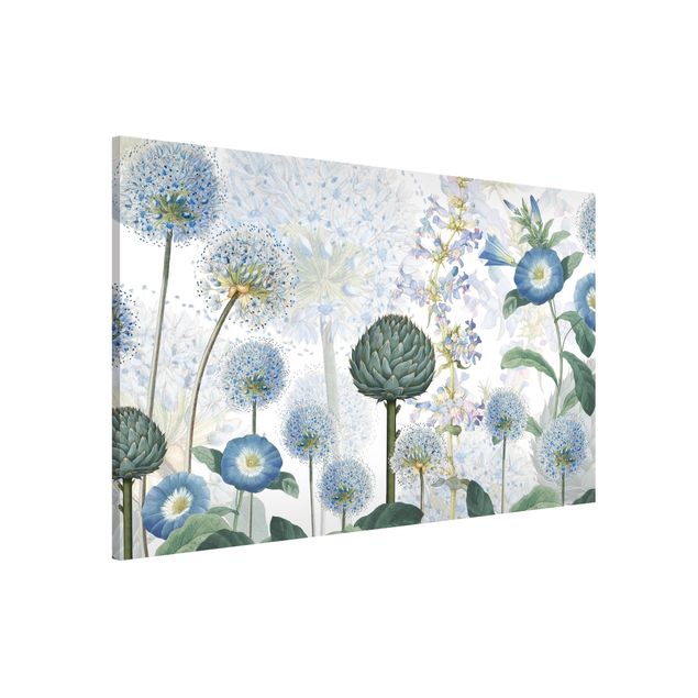 Magnettafel Blume Blaue Alliumdolden im Wind