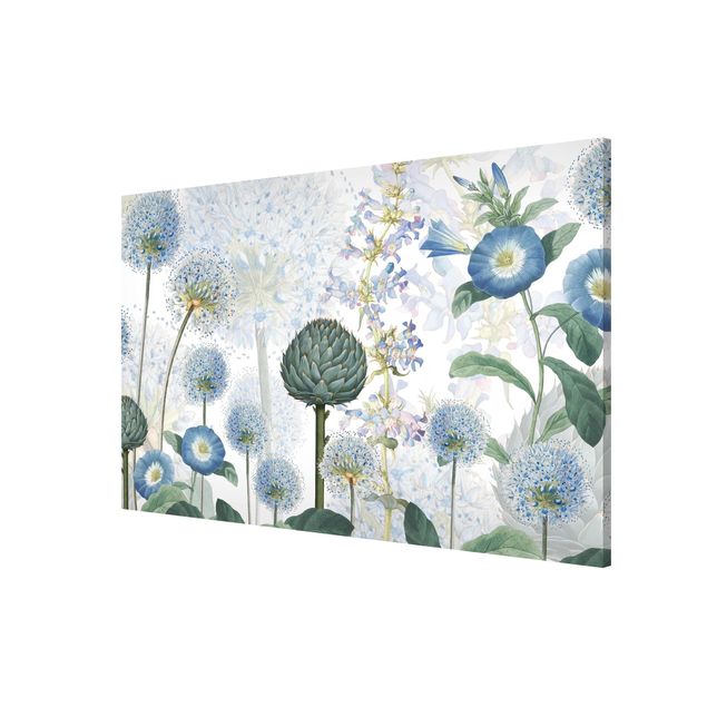 Magnettafel mit Motiv Blaue Alliumdolden im Wind