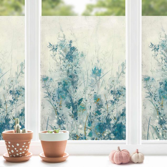 Blumen Fensterbild Blaue Frühlingswiese I