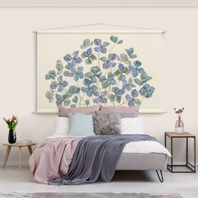 Wandtuch Blaue Hortensienblüten