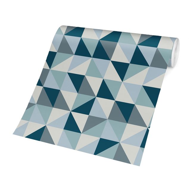 Fototapete - Blaues Dreieck Muster