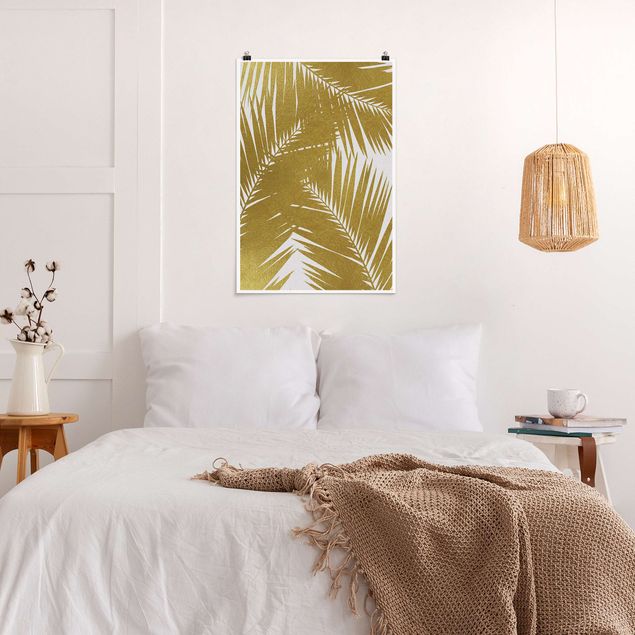 Landschaft Poster kaufen Blick durch goldene Palmenblätter