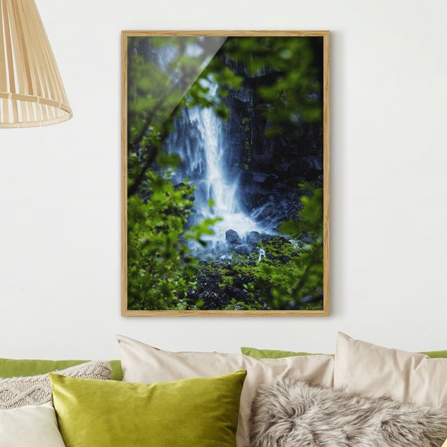 Moderne Bilder mit Rahmen Blick zum Wasserfall