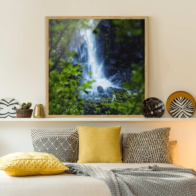 Natur Bilder mit Rahmen Blick zum Wasserfall