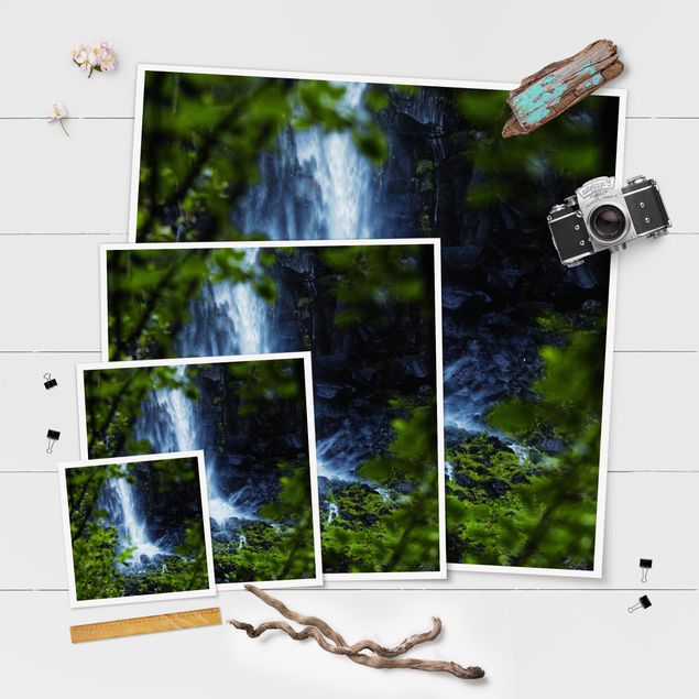 Poster - Blick zum Wasserfall - Quadrat 1:1