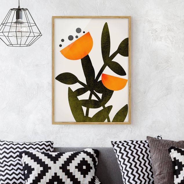 Moderne Bilder mit Rahmen Blüten in Orange