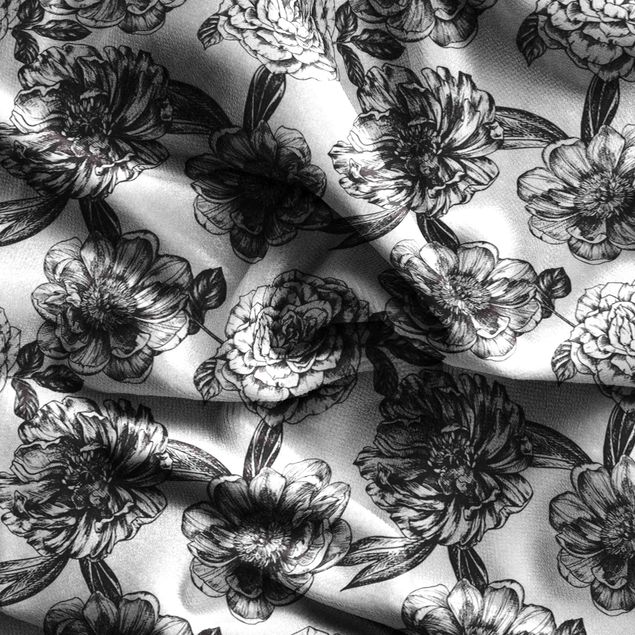 Vorhang blickdicht Blütennetz mit Rosen