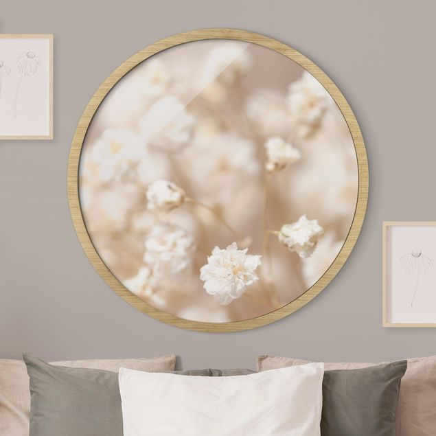 Runde Bilder mit Rahmen Blütenträume in Creme