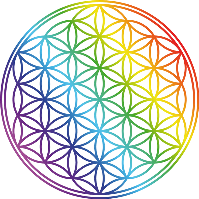 Wandtattoo - Blume des Lebens Regenbogenfarbe