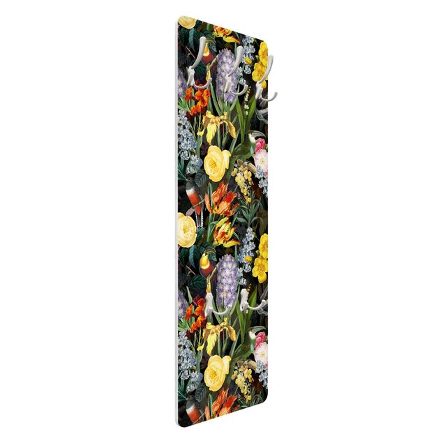 Garderobe mit Motiv Blumen mit Tropischen Vögeln Bunt