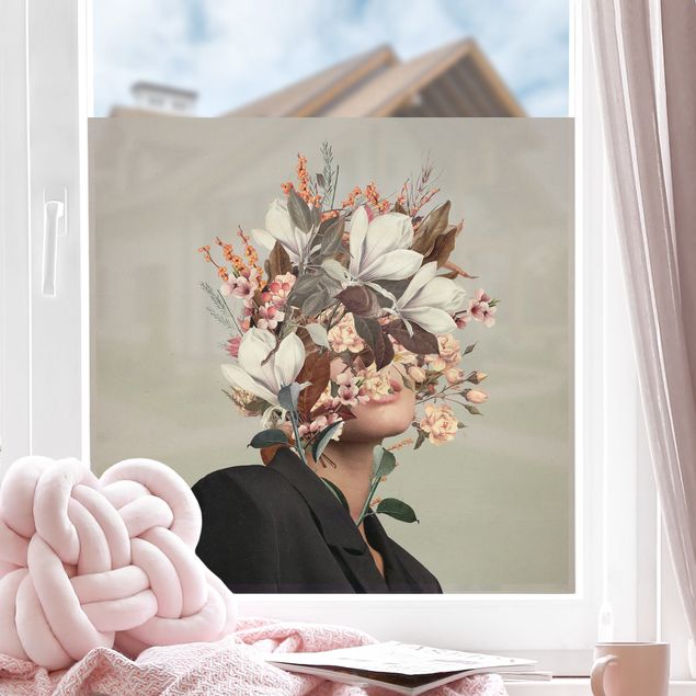 Blumen Fensterbild Blumen Porträt - Beige Magnolien