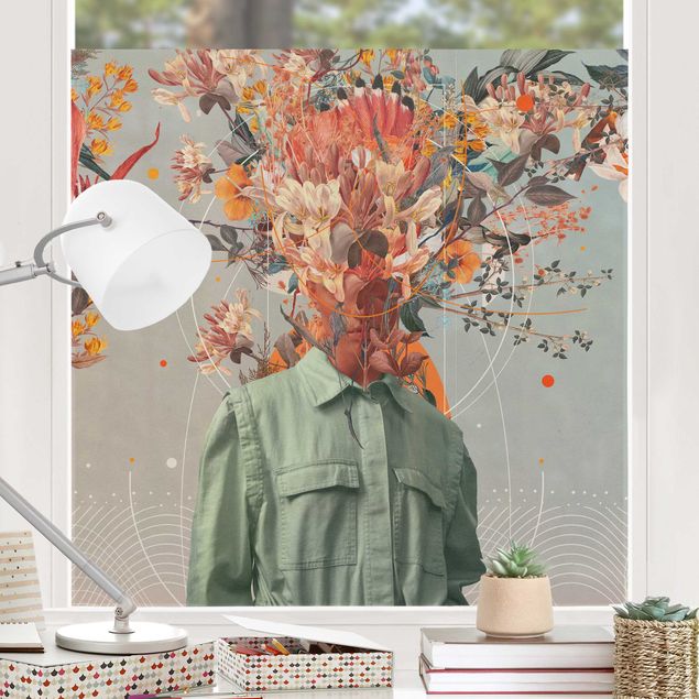 Fensterbilder selbstklebend Blumen Blumen Porträt - Blüten in Orange